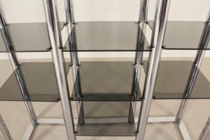 Bibliothek, hergestellt in Italien, Glas, Metall Rauch, #mobilio, #modernariato, #dimanoinmano