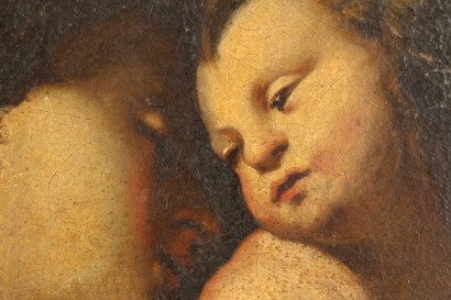 Italie-vierge à l’enfant_23634 peinture d’art antique, l’Italie, madonna et enfant, fragment de toile, de 600