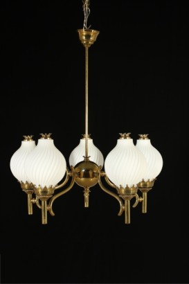 lampadario, anni 50, arredoluce, ottone, #modernariato, #illuminazione, #dimanoinmano