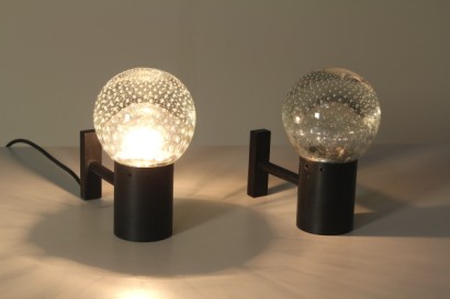 Two Wall Lamps by Gino Sarfatti for Arteluce Murano Crystal Brass Vintage 1950s