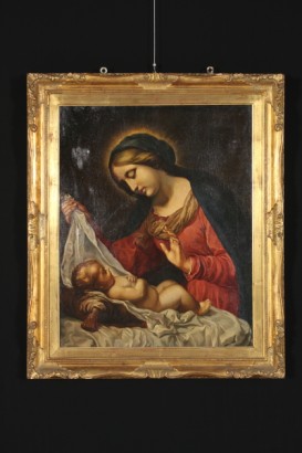 siglo XX arte, 900, 1930, años 30 del siglo XX, Cesare Cantoni, madonna y el niño, Carlo Dolci, aceite pinturas, Virgen María, Jesús, María, #arte, #novecento, #dimanoinmano