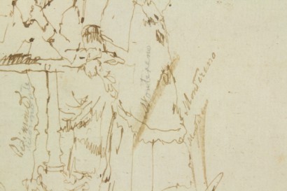 novecento di arte, edoardo dalbono (1841-1915), donne a villa floridiana, inchiostro su carta, firmato