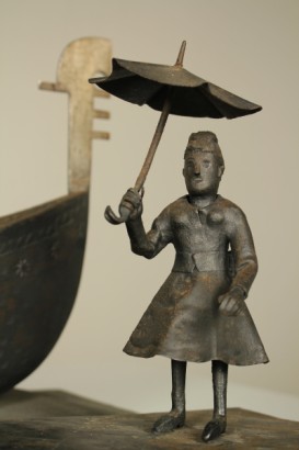 antiquariato, novecento, sculture in ferro saldato, ferro inciso, gondoliere, sculture di gondole, anni 40