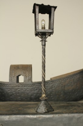 antiquariato, novecento, sculture in ferro saldato, ferro inciso, gondoliere, sculture di gondole, anni 40