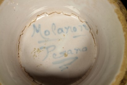 antiquariato, ceramiche, manifattura Molaroni Pesaro. vasi con coperchio, decorazioni floreali su vasi , ceramiche inizi 900