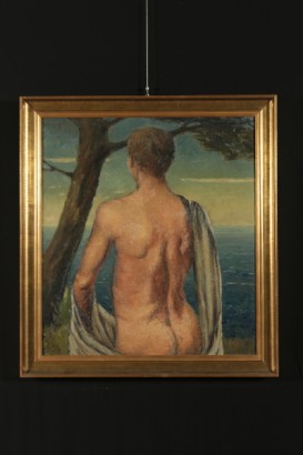 art du XXe siècle, peinture, nu masculin, nu masculin de l'homme de dos, nu, peintures sur bois