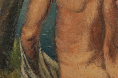 art du XXe siècle, peinture, nu masculin, nu masculin de l'homme de dos, nu, peintures sur bois