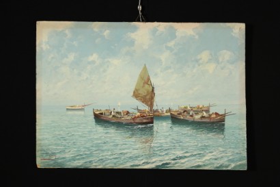 Marina con barche di pescatori di Giovanni Cavalleri