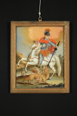 San Giorgio e il drago, dipinto ad olio XVIII sec