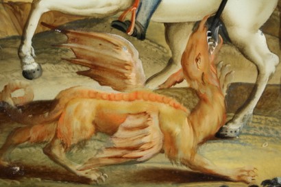 San Giorgio e il drago, dipinto ad olio XVIII sec