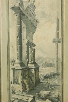 Dettaglio credenza ante dipinte