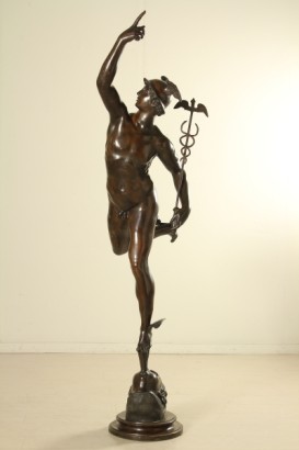 Statua in bronzo mercurio alato