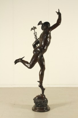 Statua in bronzo mercurio alato