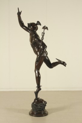 Statua in bronzo mercurio alato