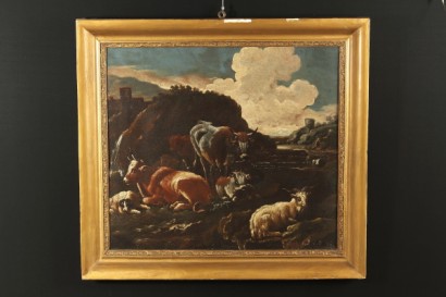 Rosa da Tivoli (1655-1706), un paysage de-bucolique de suiveur avec du bétail