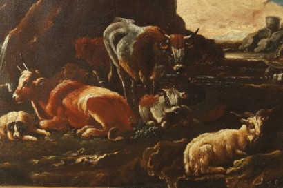 Rosa da Tivoli (1655-1706), un paysage de-bucolique de suiveur avec du b&#233;tail