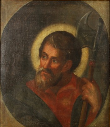 Portrait de Saint qui manie une hallebarde