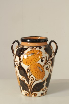 antiguo, objetos, florero, de doble cara, grande, terracota, flores, 1920/30