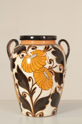 antiguo, objetos, florero, de doble cara, grande, terracota, flores, 1920/30