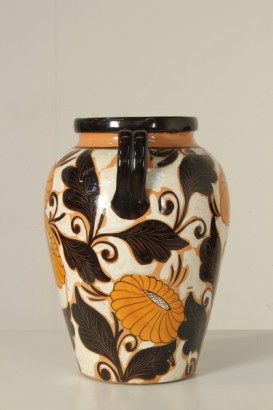 antiguo, objetos, florero, de doble cara, grande, terracota, flores, 1920/30