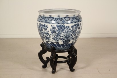 Vase avec socle en bois