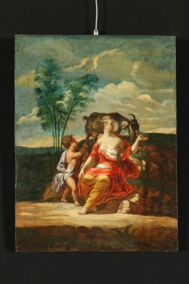 Par de cuadros en madera-alegorías de ganadería y agricultura., pintado