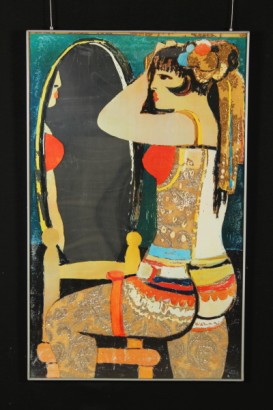 arte, contemporanea, salvatore fiume, donna allo specchio, serigrafia, firmata