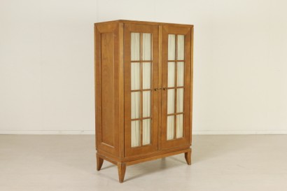 Wardrobe Oak Veneer Glass Vintage Italy 1940s