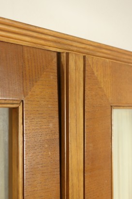 Wardrobe Oak Veneer Glass Vintage Italy 1940s