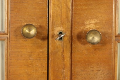 Wardrobe Oak Veneer Glass Vintage Italy 1940s