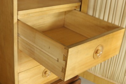 Wardrobe Oak Veneer Glass Vintage Italy 1940s