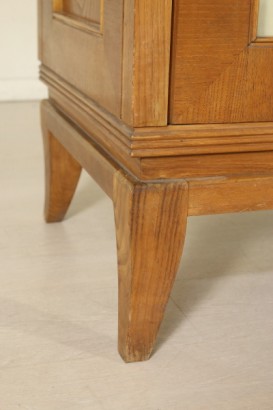 Wardrobe Oak Veneer Glass Vintage Italy 1940s