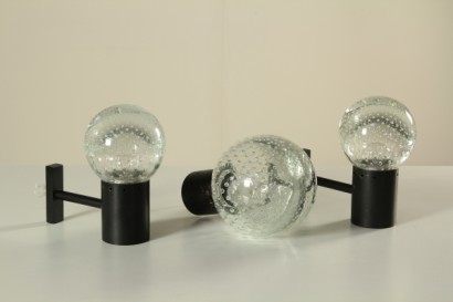 Two Wall Lamps by Gino Sarfatti for Arteluce Murano Crystal Brass Vintage 1950s