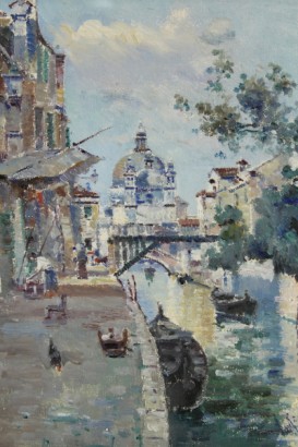 arte, novecento, antonio reyna manescau, venezia, pittura, olio su cartone, firmato