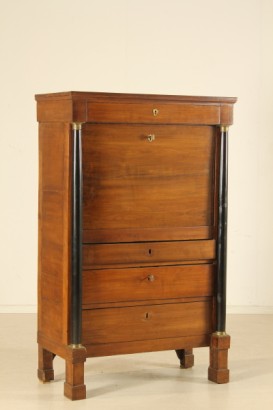 antiquriato, aleta, secretaire, secretaire Imperio estilo madera maciza de cerezo, secretaire, secretaire 800 el Imperio, seretaire Italia, Lombardia, secretaire con certificado