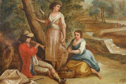 Paesaggio bucolico con figure popolari.