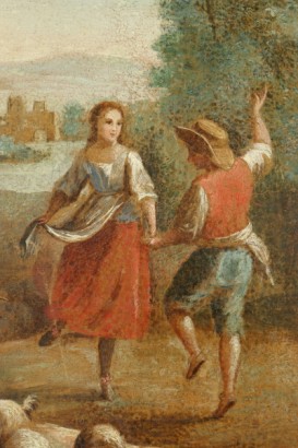 Paesaggio bucolico con figure popolari.