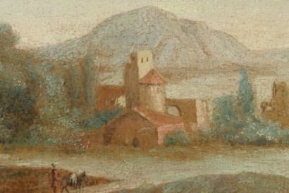Paesaggio bucolico con figure popolari.