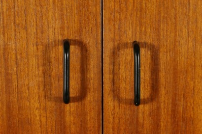 meuble ancien moderne, bibliothèque en bois et métal, années 50, Italie