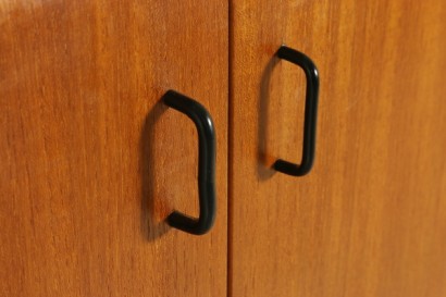 meuble ancien moderne, bibliothèque en bois et métal, années 50, Italie