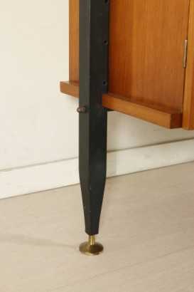 meuble ancien moderne, bibliothèque en bois et métal, années 50, Italie