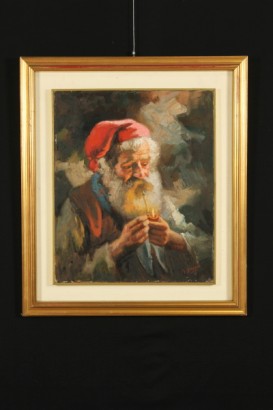 arte del novecento, arte del 900, a. basile, dipinti del 900, olio si tela, ritratto di uomo, ritratto di uomo con pipa, ritratti di a. basile