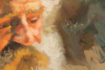 arte del novecento, arte del 900, a. basile, dipinti del 900, olio si tela, ritratto di uomo, ritratto di uomo con pipa, ritratti di a. basile