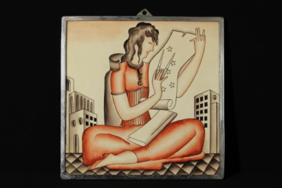 Gio Ponti, pair of tiles-L