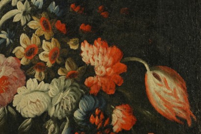 Giuseppe Pesci Flower Still Life with Puppy Oil Painting 18th Century