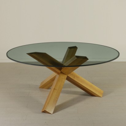tavolo, tavolo tondo, tavolo anni 70, tavolo anni 80, tavolo cassina, tavolo la rotonda, la rotonda, cassina, tavolo in noce, tavolo design italiano, design italiano, tavolo di design, mario bellini, tavolo bellini, tavolo mario bellini, piano in cristallo, tavolo piano in cristallo, di mano in mano, cassina bellini, la rotonda bellini
