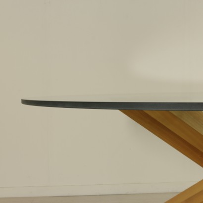 tavolo, tavolo tondo, tavolo anni 70, tavolo anni 80, tavolo cassina, tavolo la rotonda, la rotonda, cassina, tavolo in noce, tavolo design italiano, design italiano, tavolo di design, mario bellini, tavolo bellini, tavolo mario bellini, piano in cristallo, tavolo piano in cristallo, di mano in mano, cassina bellini, la rotonda bellini
