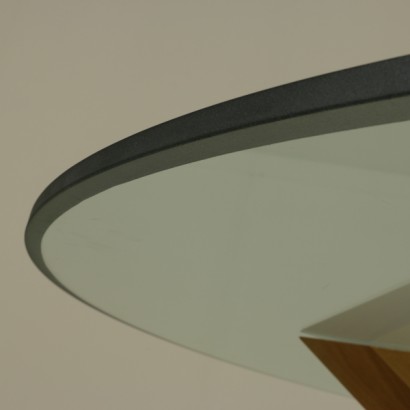 tavolo, tavolo tondo, tavolo anni 70, tavolo anni 80, tavolo cassina, tavolo la rotonda, la rotonda, cassina, tavolo in noce, tavolo design italiano, design italiano, tavolo di design, mario bellini, tavolo bellini, tavolo mario bellini, piano in cristallo, tavolo piano in cristallo, di mano in mano, cassina bellini, la rotonda bellini