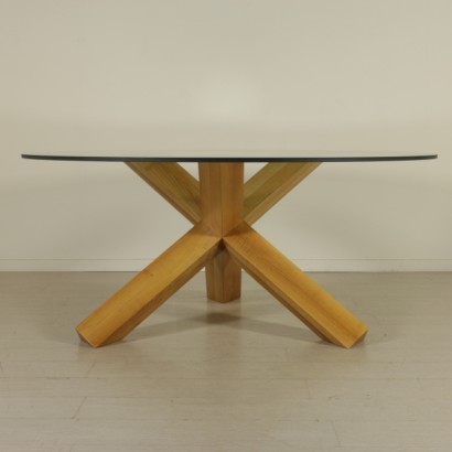 tavolo, tavolo tondo, tavolo anni 70, tavolo anni 80, tavolo cassina, tavolo la rotonda, la rotonda, cassina, tavolo in noce, tavolo design italiano, design italiano, tavolo di design, mario bellini, tavolo bellini, tavolo mario bellini, piano in cristallo, tavolo piano in cristallo, di mano in mano, cassina bellini, la rotonda bellini
