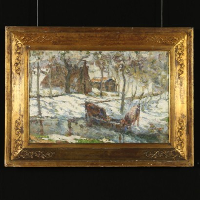 Leonardo Bazzaro (1853-1937), Paesaggio innevato